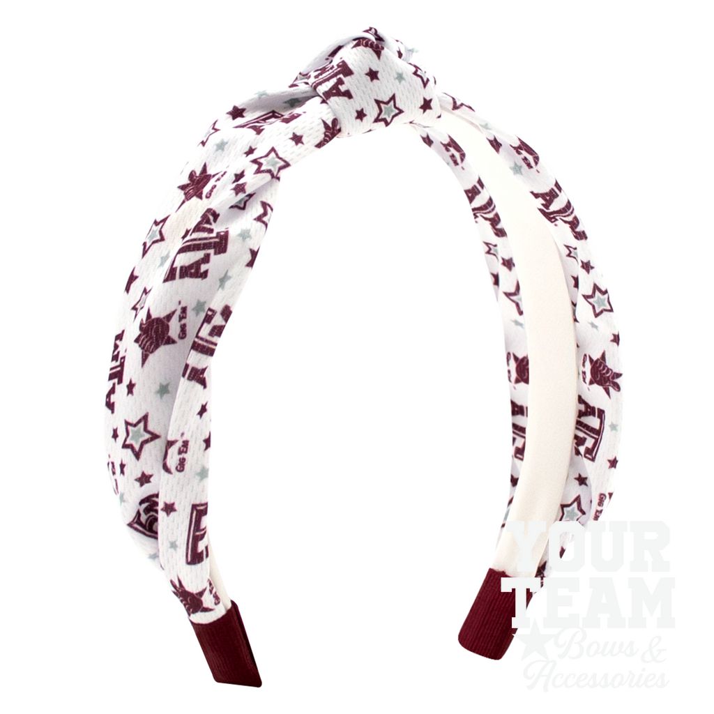 Soft Textured Logo Print Texas A&M Knot Headband - TEXAS A&M