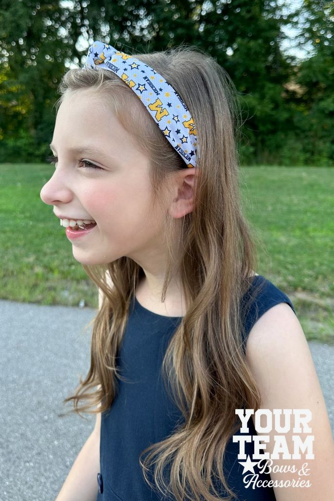Soft Textured Logo Print Michigan Knot Headband