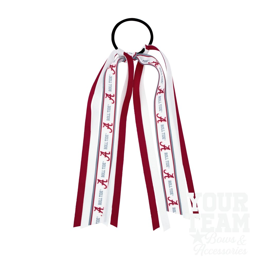 Alabama Logo Print Streamer Ribbons on Ponytail - ALABAMA