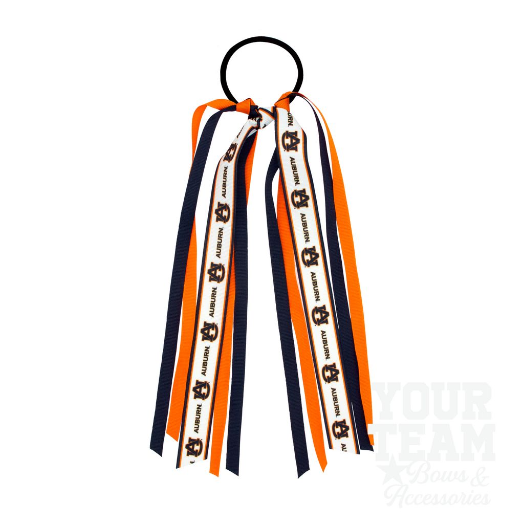 Auburn Logo Print Streamer Ribbons on Ponytail - AUBURN