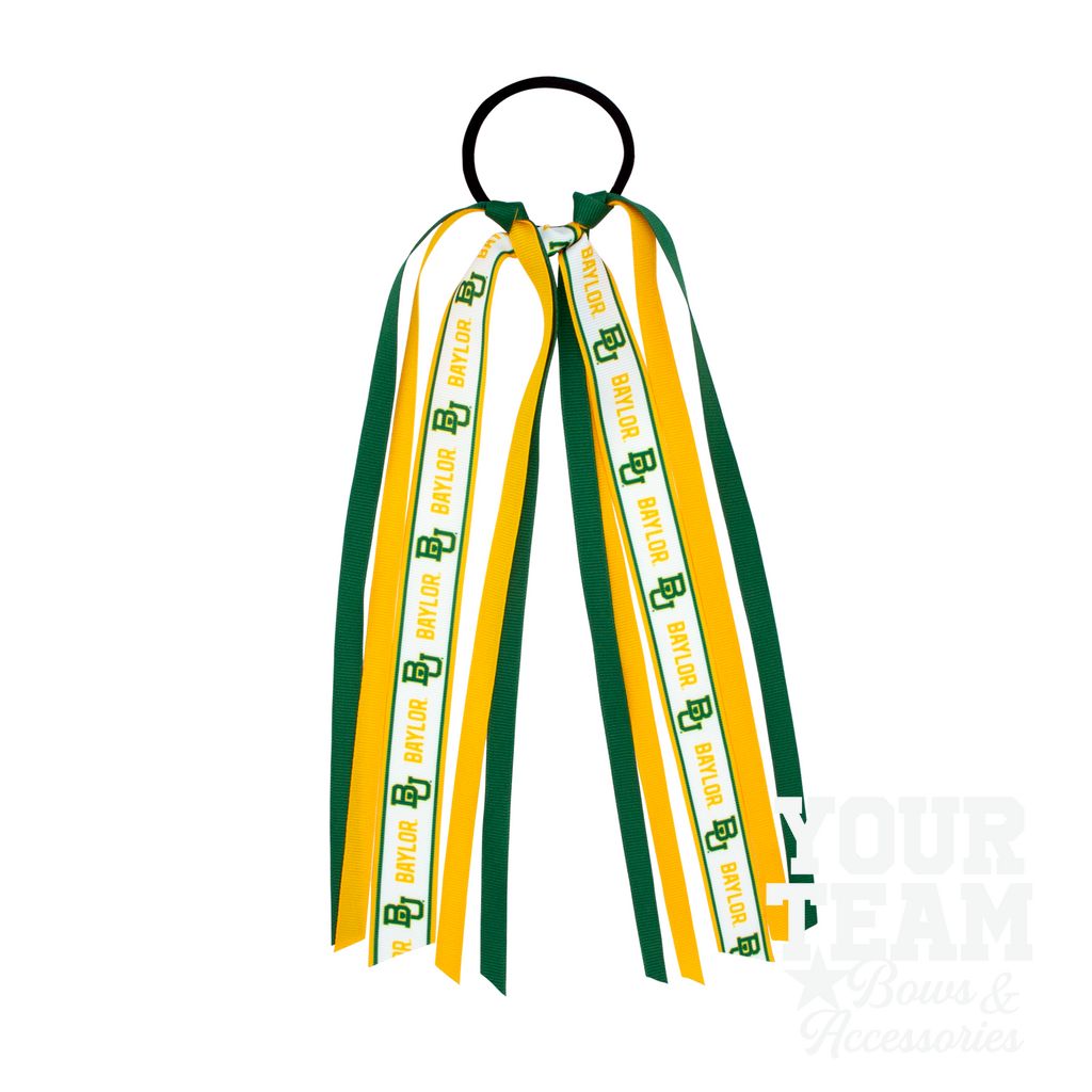 Baylor Logo Print Streamer Ribbons on Ponytail - BAYLOR