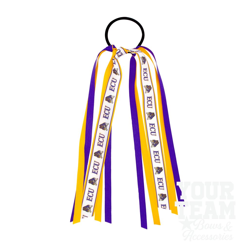 East Carolina Logo Print Streamer Ribbons on Ponytail - EASTERN CAROLINA UNIVERSITY