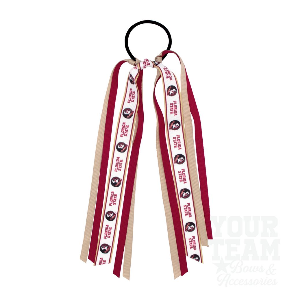 Florida State Logo Print Streamer Ribbons on Ponytail - FLORIDA STATE