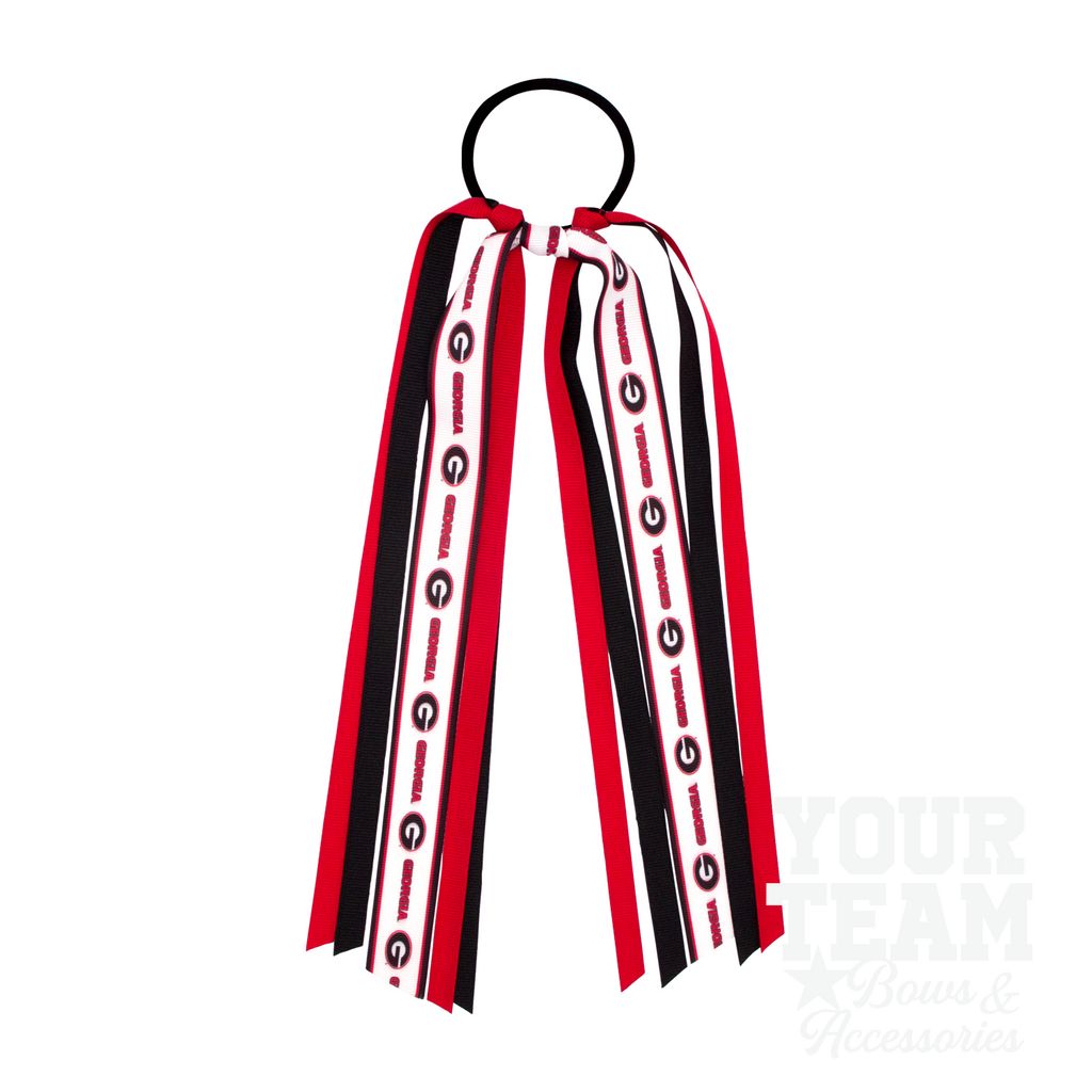 Georgia Logo Print Streamer Ribbons on Ponytail - GEORGIA