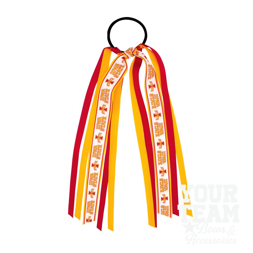 Iowa State Logo Print Streamer Ribbons on Ponytail - IOWA STATE UNIVERSITY