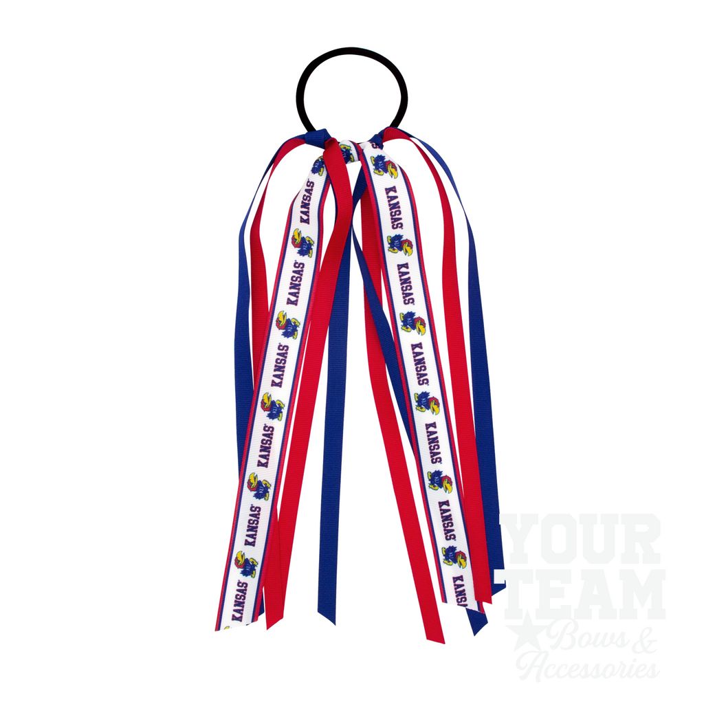 Kansas Logo Print Streamer Ribbons on Ponytail - KANSAS