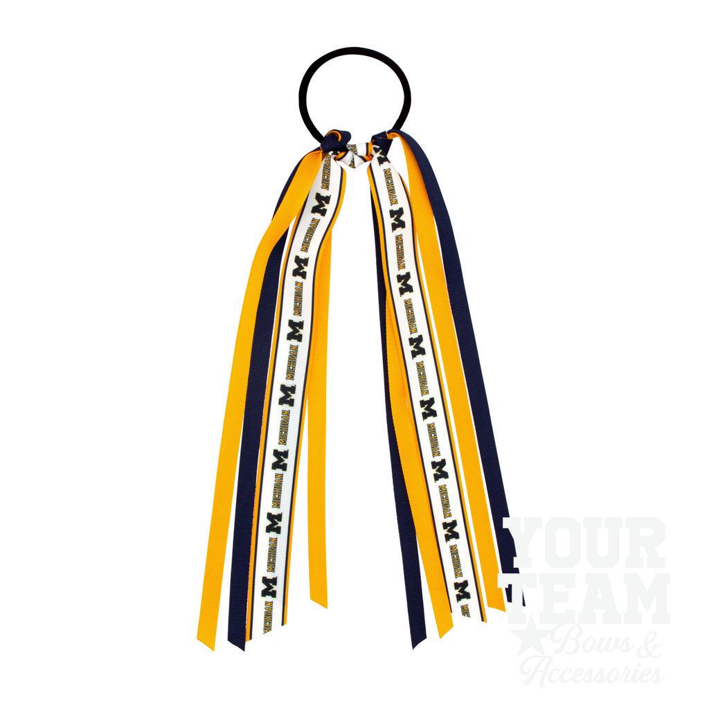 Michigan Logo Print Streamer Ribbons on Ponytail - MICHIGAN