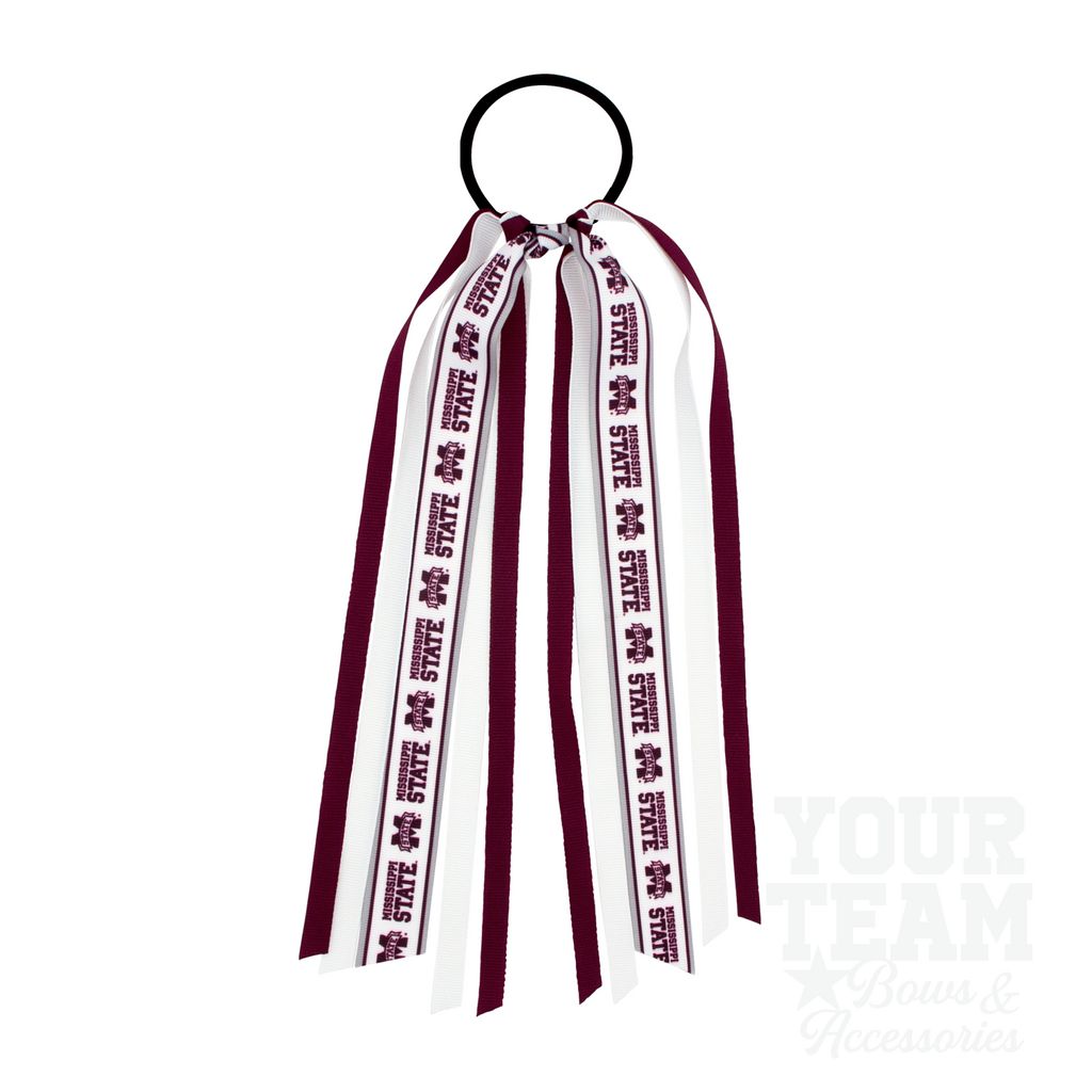 Mississippi State Logo Print Streamer Ribbons on Ponytail - MISSISSIPPI STATE