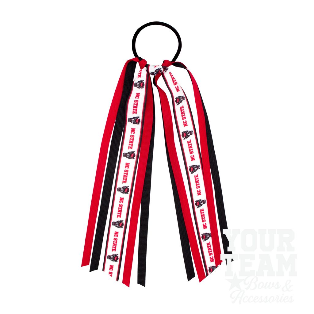 North Carolina State Logo Print Streamer Ribbons on Ponytail - NORTH CAROLINA STATE