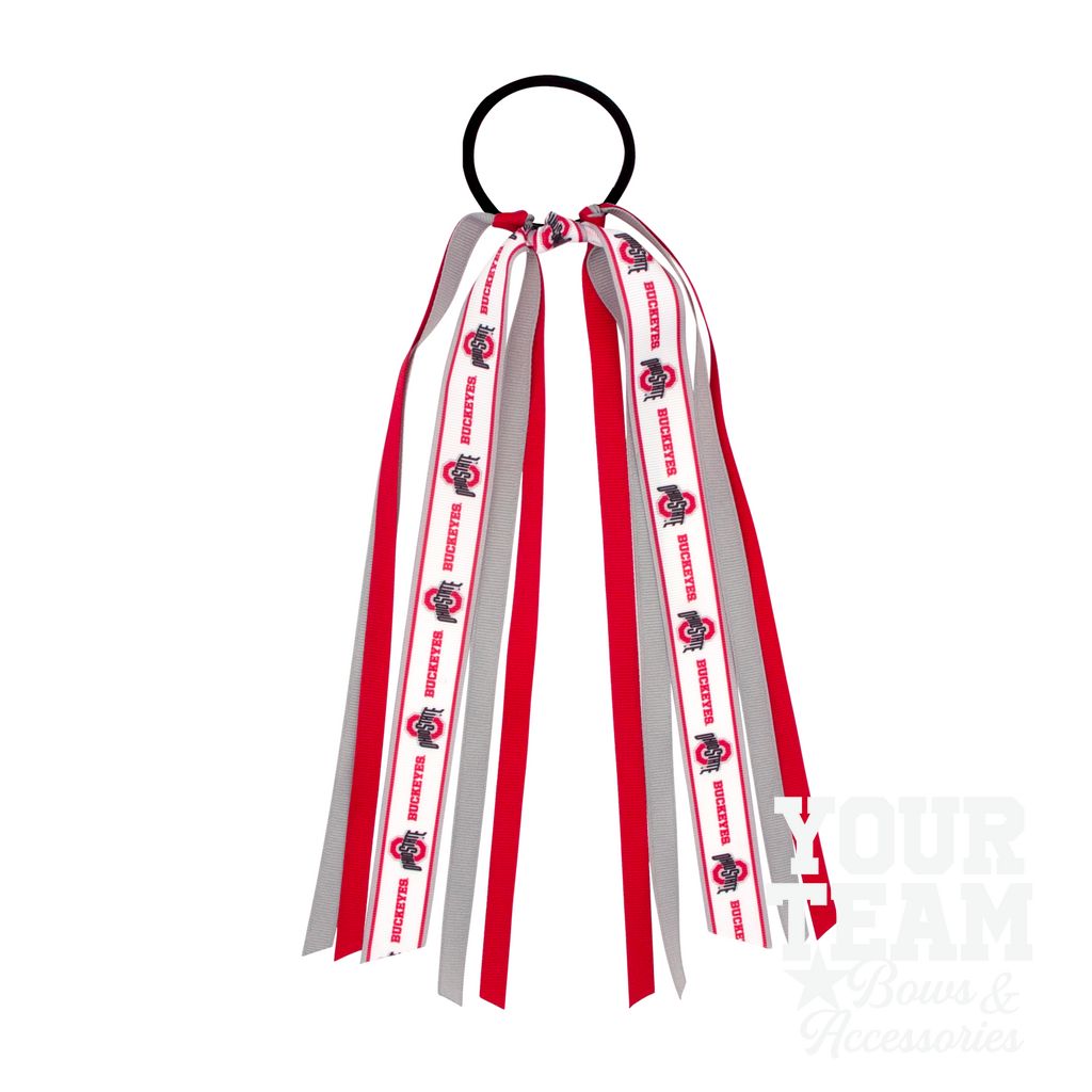 Ohio State Logo Print Streamer Ribbons on Ponytail - OHIO STATE
