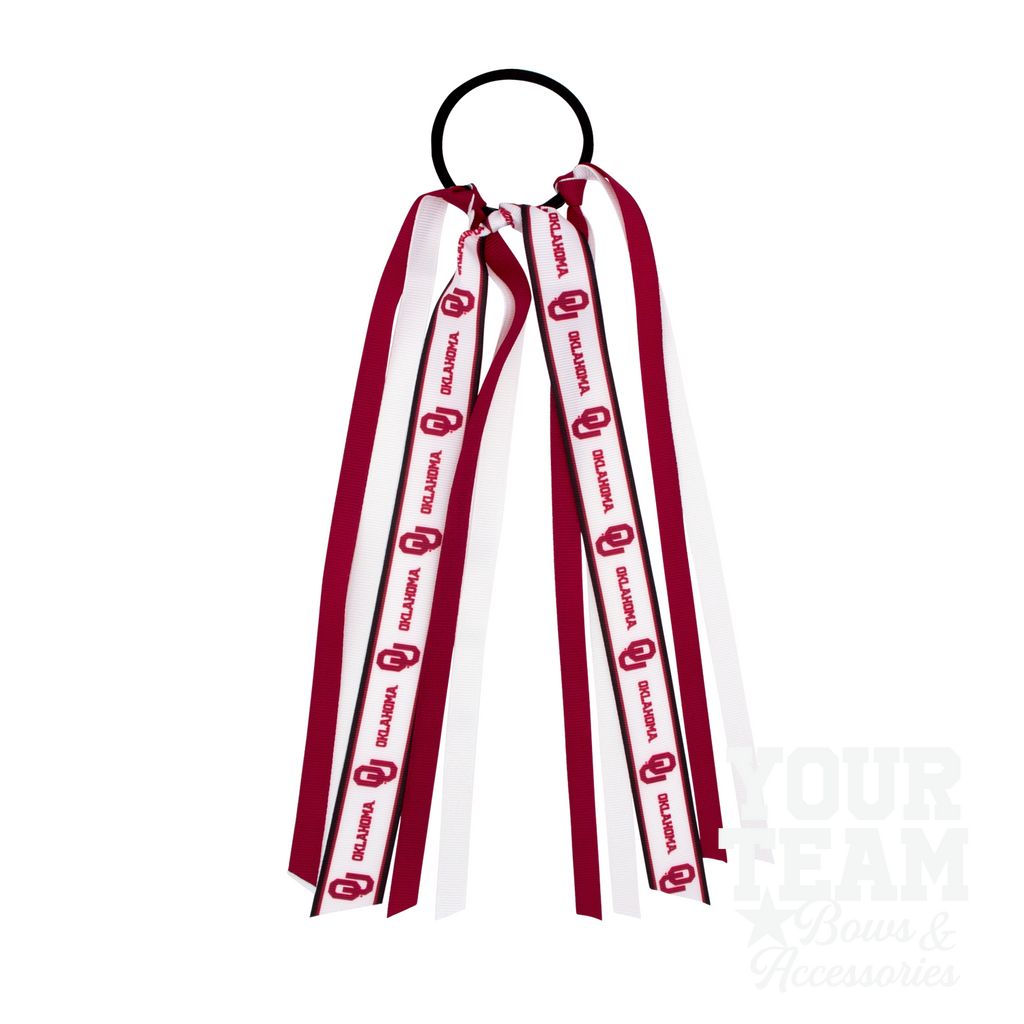 Oklahoma Logo Print Streamer Ribbons on Ponytail - OKLAHOMA