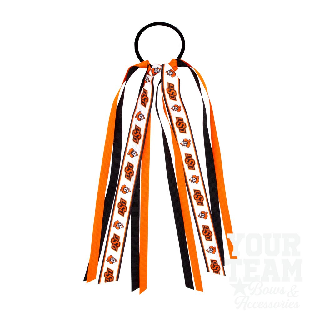 Oklahoma State Logo Print Streamer Ribbons on Ponytail - OKLAHOMA STATE