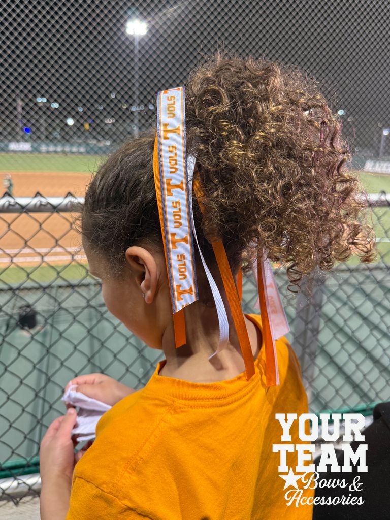 Tennessee Logo Print Streamer Ribbons on Ponytail