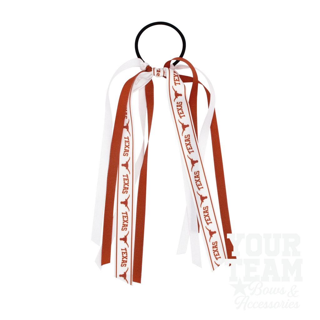 University of Texas Logo Print Streamer Ribbons on Ponytail - UNIVERSITY OF TEXAS