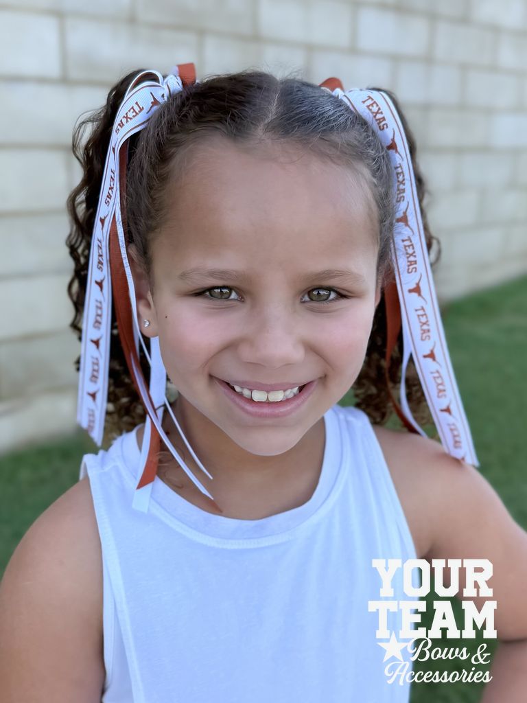 University of Texas Logo Print Streamer Ribbons on Ponytail