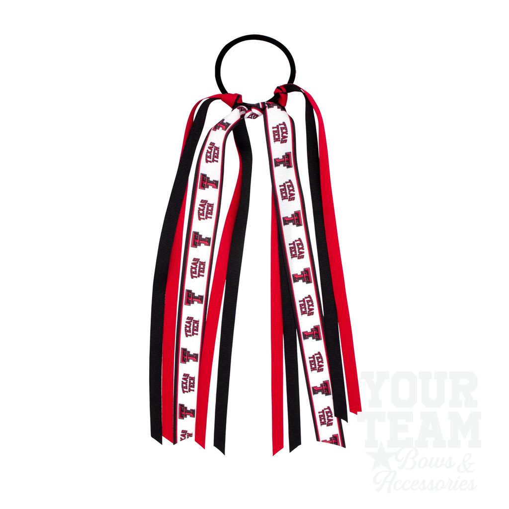 Texas Tech Logo Print Streamer Ribbons on Ponytail - TEXAS TECH