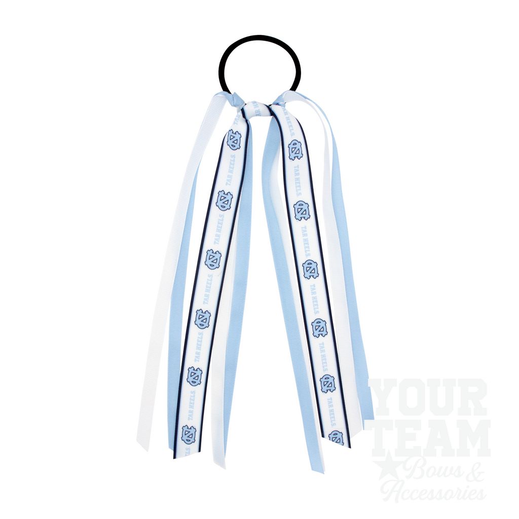 North Carolina Logo Print Streamer Ribbons on Ponytail - UNIVERSITY NORTH CAROLINA