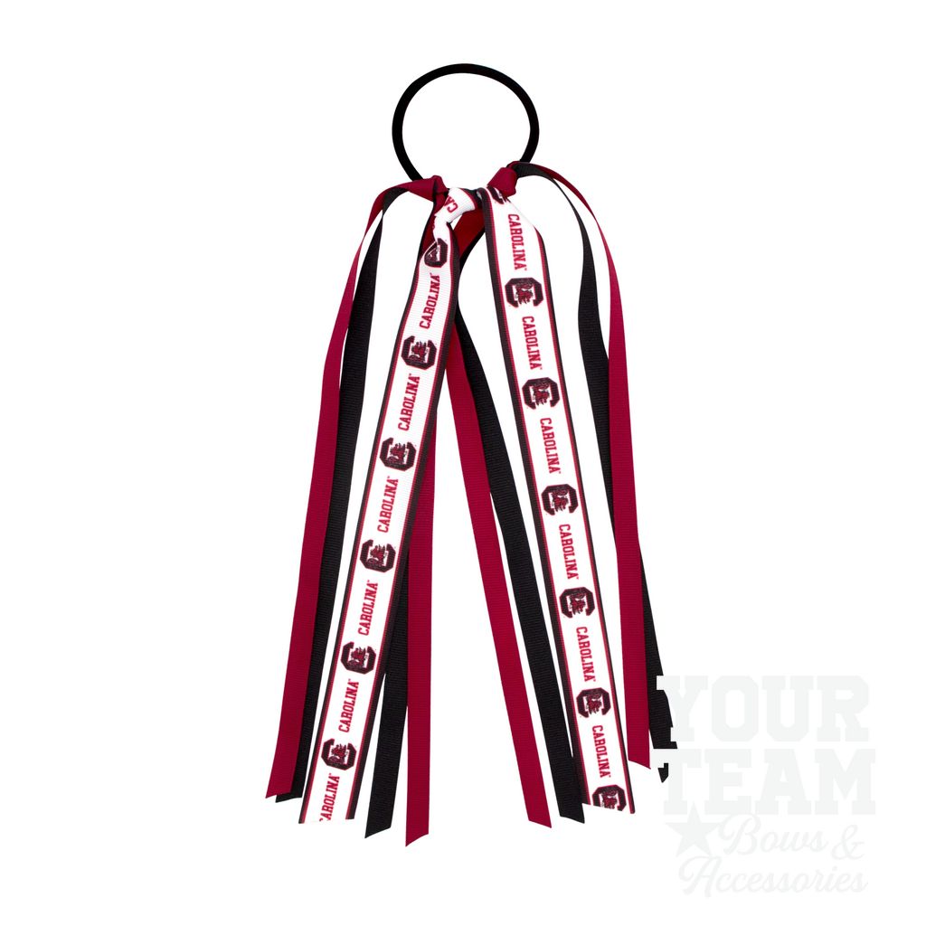 South Carolina Logo Print Streamer Ribbons on Ponytail - SOUTH CAROLINA
