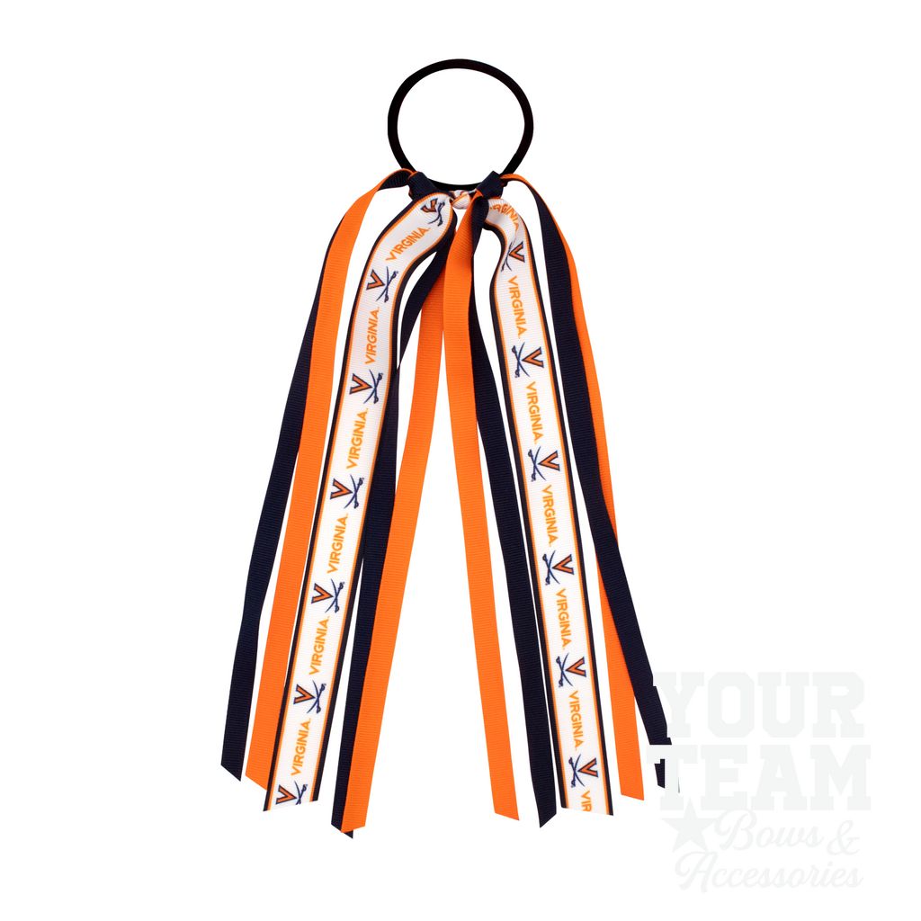 Virginia Logo Print Streamer Ribbons on Ponytail - VIRGINIA