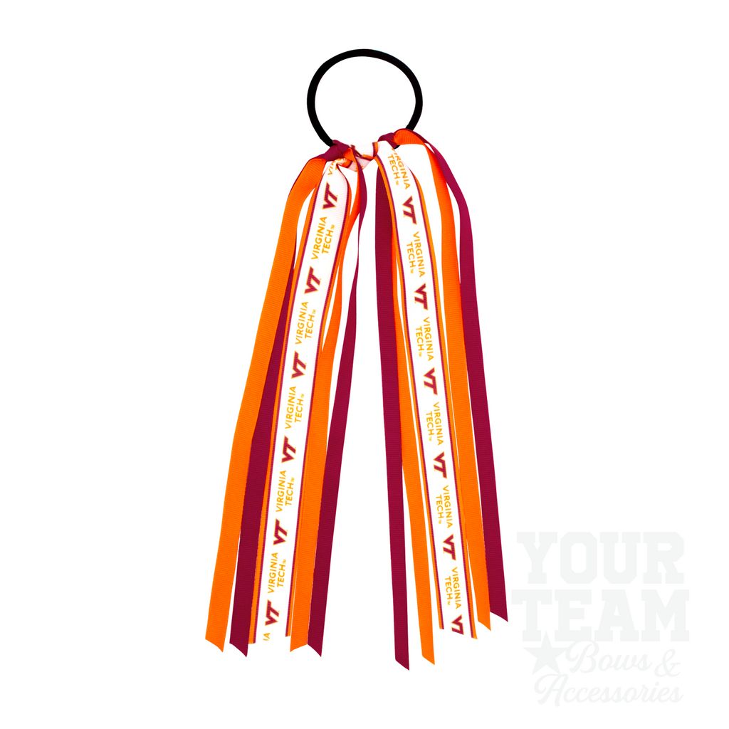 Virginia Tech Logo Print Streamer Ribbons on Ponytail - VIRGINIA TECH