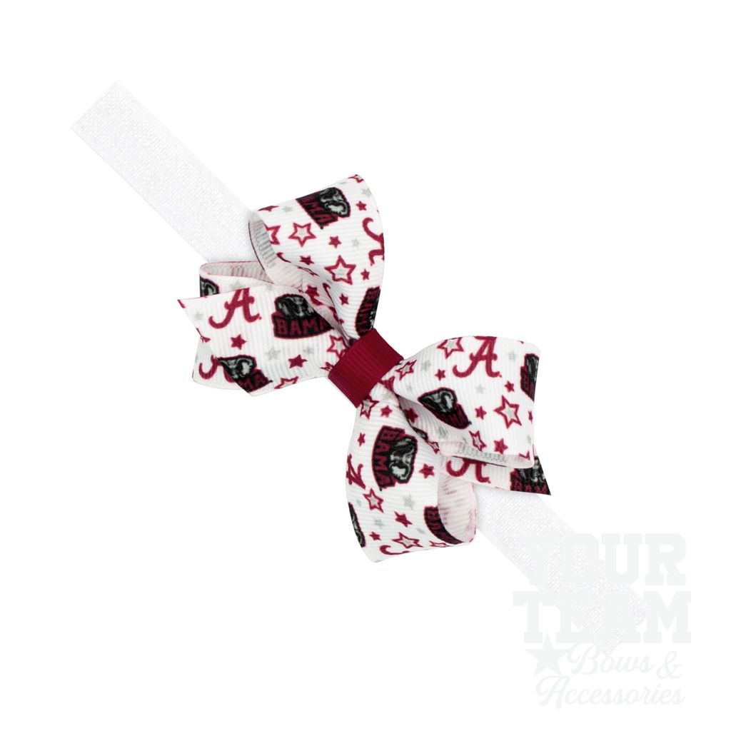 Mini Alabama Logo Print Hair Bow on Baby Band - ALABAMA / ONE SIZE