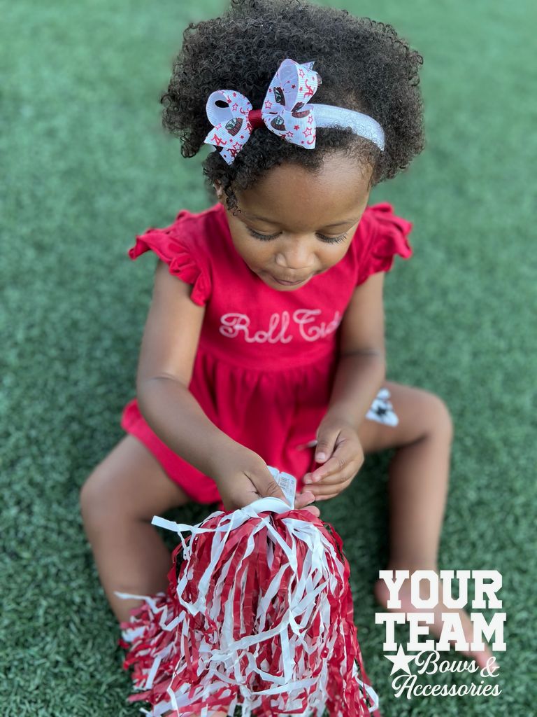 Mini Alabama Logo Print Hair Bow on Baby Band