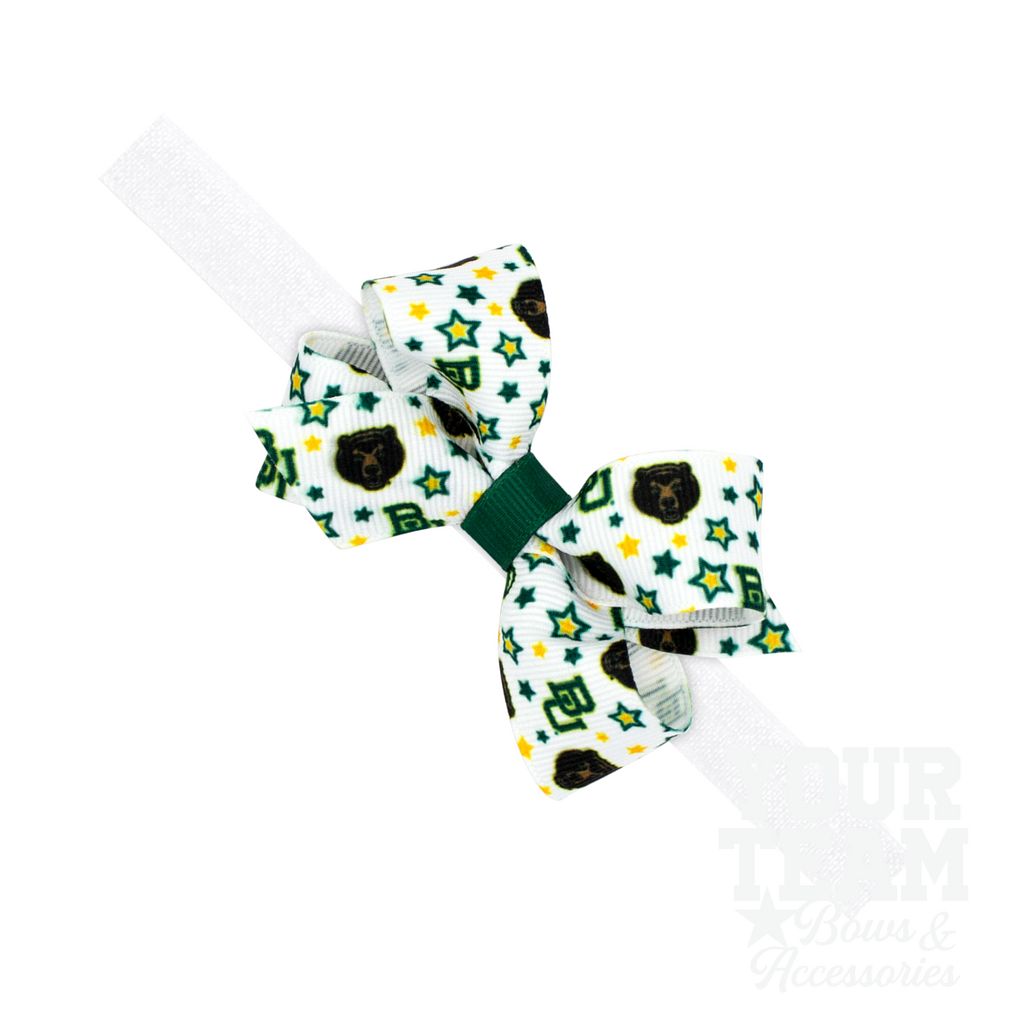 Mini Baylor Logo Print Hair Bow on Baby Band - BAYLOR / ONE SIZE