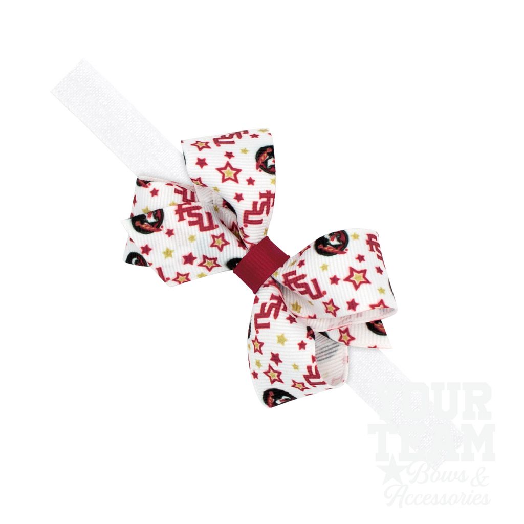 Mini Florida State Logo Print Hair Bow on Baby Band - FLORIDA STATE / ONE SIZE