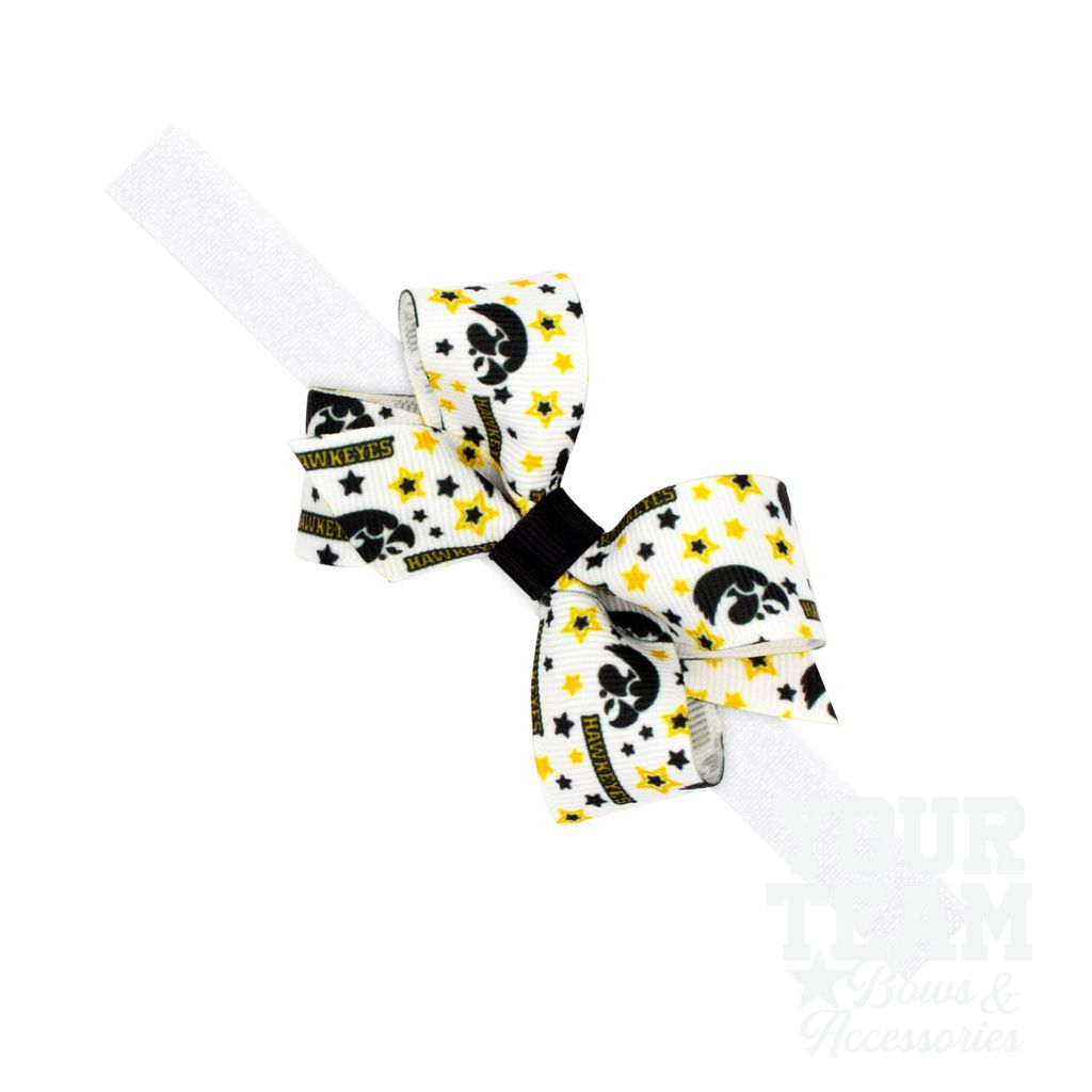 Mini Iowa Logo Print Hair Bow on Baby Band - IOWA / ONE SIZE
