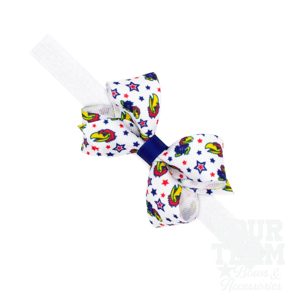 Mini Kansas Logo Print Hair Bow on Baby Band - KANSAS / ONE SIZE