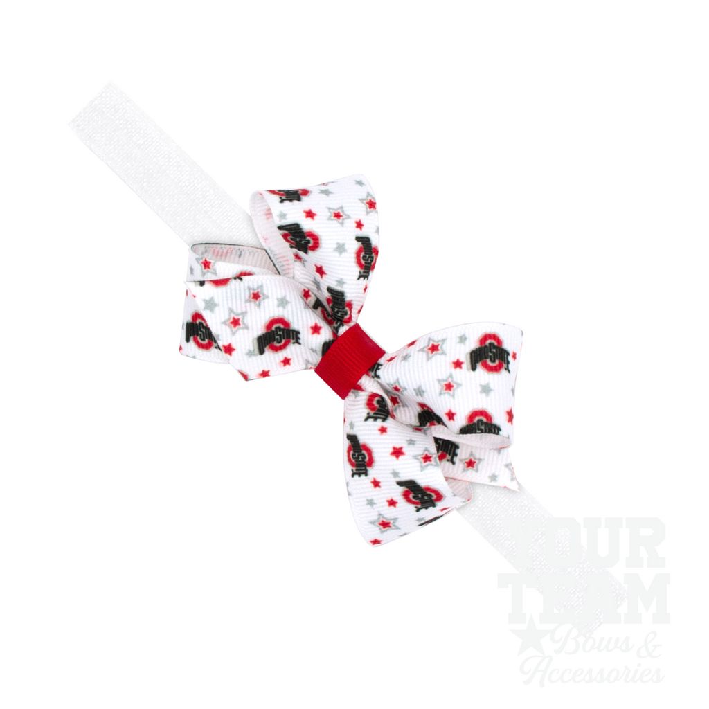 Mini Ohio State Logo Print Hair Bow on Baby Band - OHIO STATE / ONE SIZE