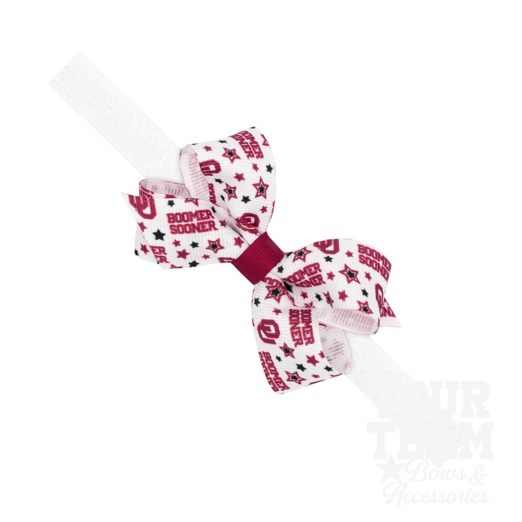 Mini Oklahoma Logo Print Hair Bow on Baby Band - OKLAHOMA / ONE SIZE