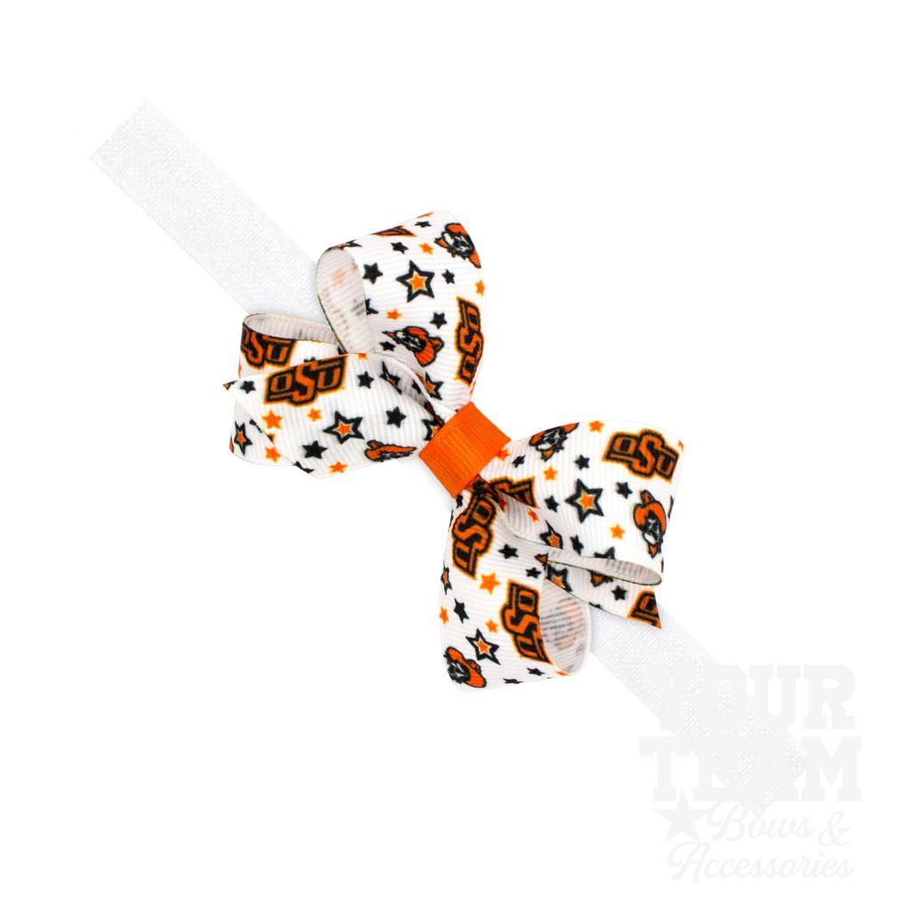 Mini Oklahoma State Logo Print Hair Bow on Baby Band - OKLAHOMA STATE / ONE SIZE