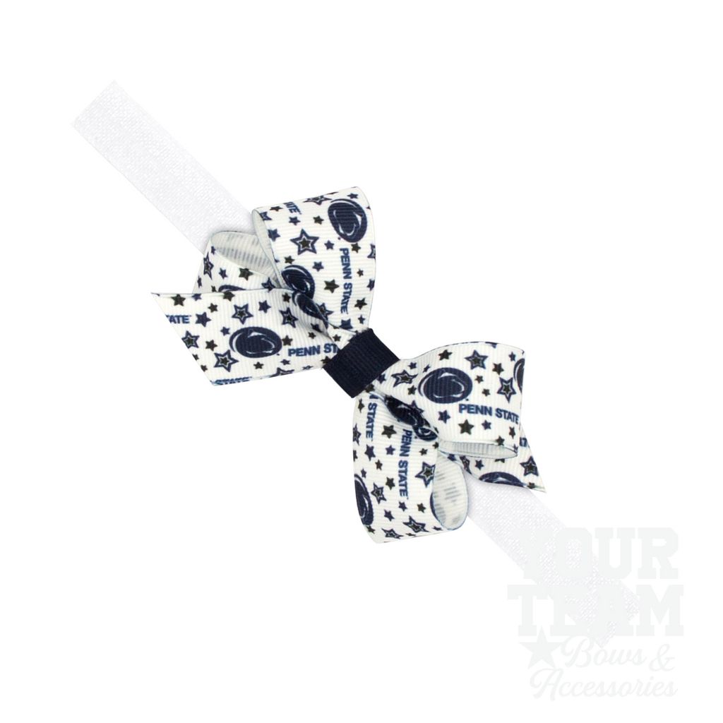 Mini Penn State Logo Print Hair Bow on Baby Band - PENN STATE / ONE SIZE