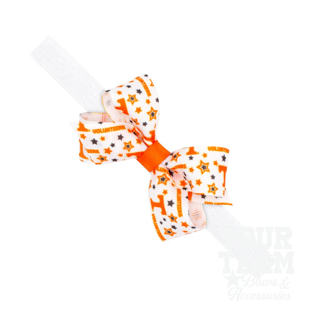 Mini Tennessee Logo Print Hair Bow on Baby Band - UNIVERSITY OF TENNESSEE / ONE SIZE