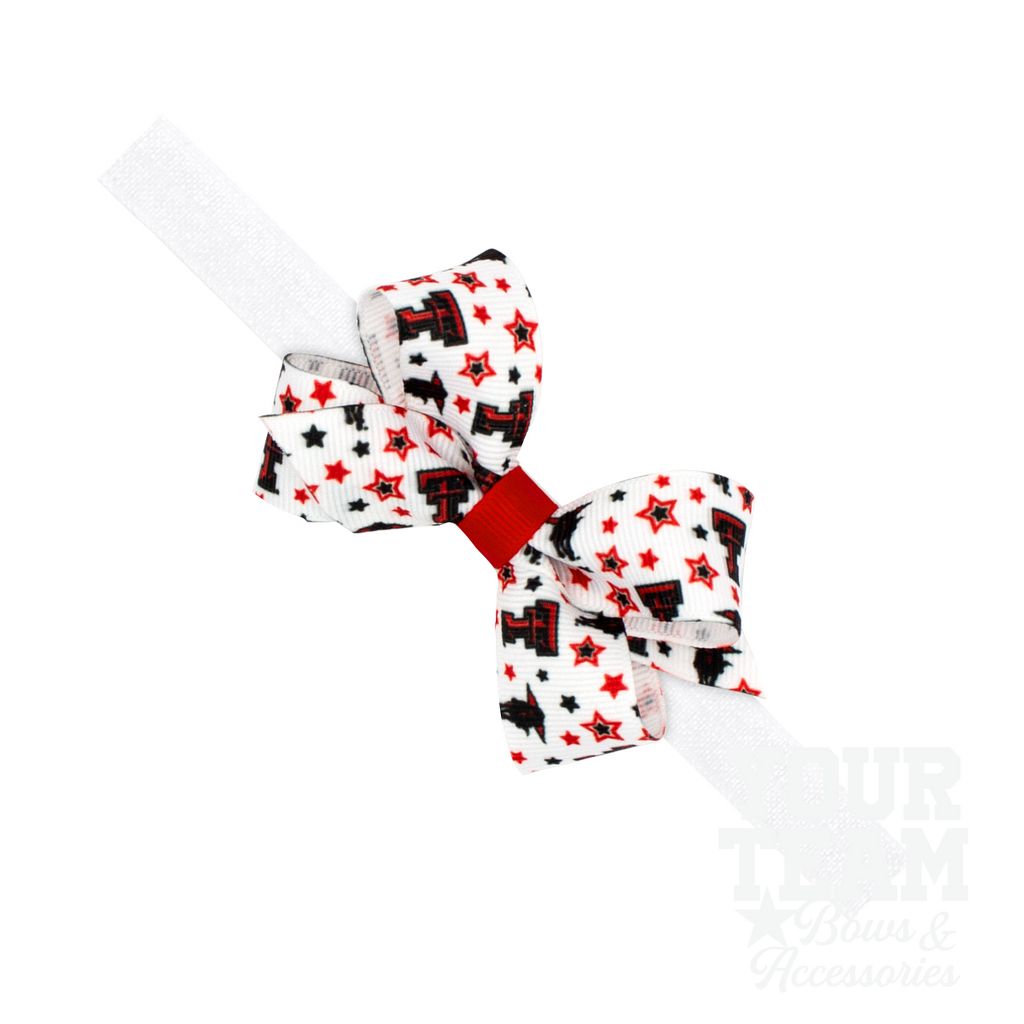 Mini Texas Tech Logo Print Hair Bow on Baby Band - TEXAS TECH / ONE SIZE