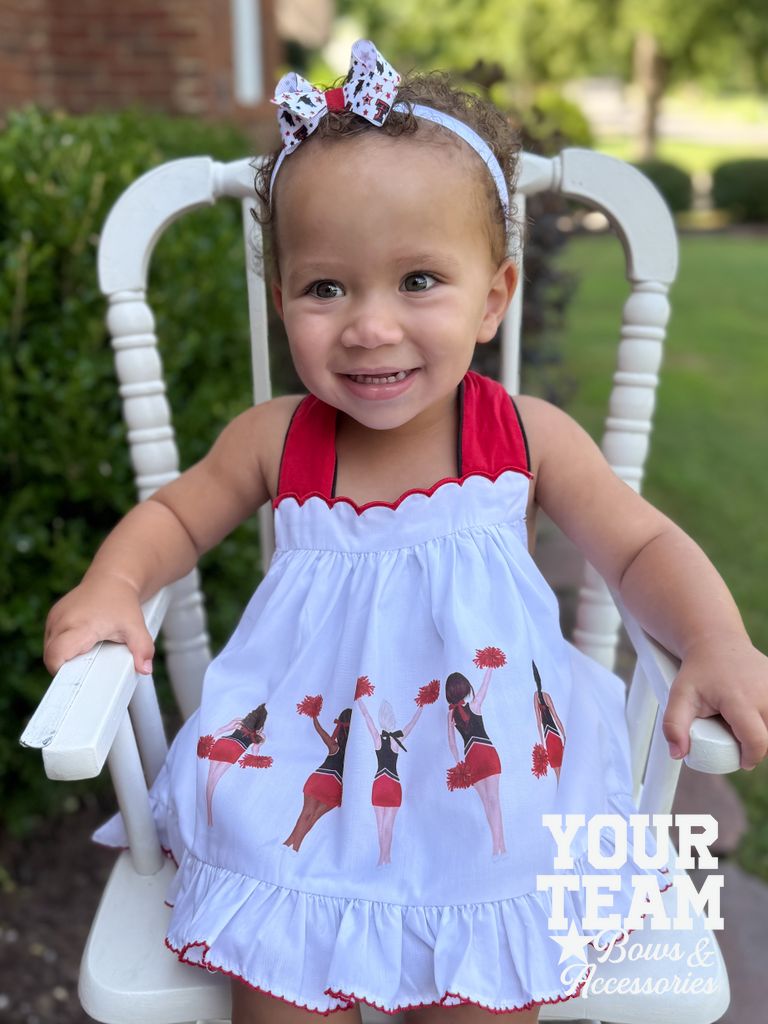 Mini Texas Tech Logo Print Hair Bow on Baby Band