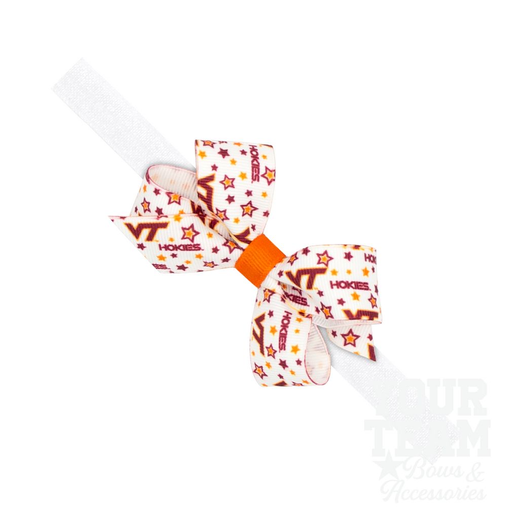 Mini Virginia Tech Logo Print Hair Bow on Baby Band - VIRGINIA TECH / ONE SIZE
