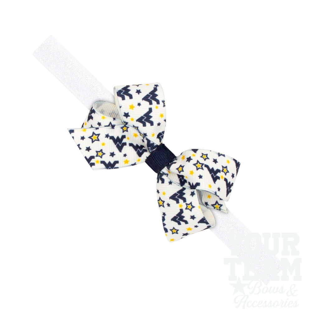 Mini West Virginia Logo Print Hair Bow on Baby Band - WEST VIRGINIA / ONE SIZE