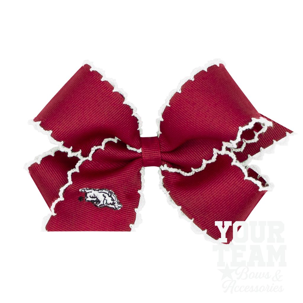 Medium Arkansas Moonstitch Embroidered Hair Bow - ARKANSAS