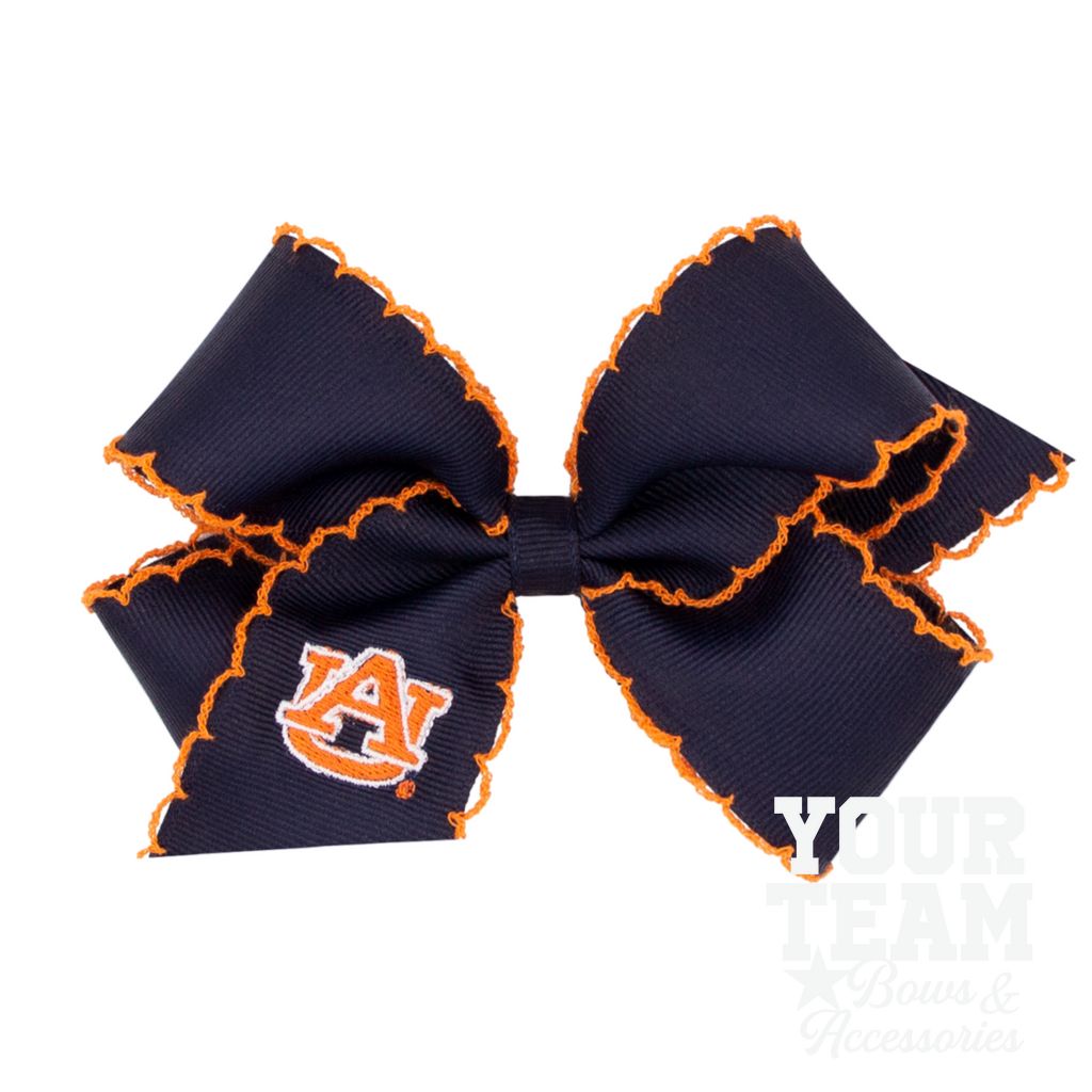 Medium Auburn Moonstitch Embroidered Hair Bow - AUBURN