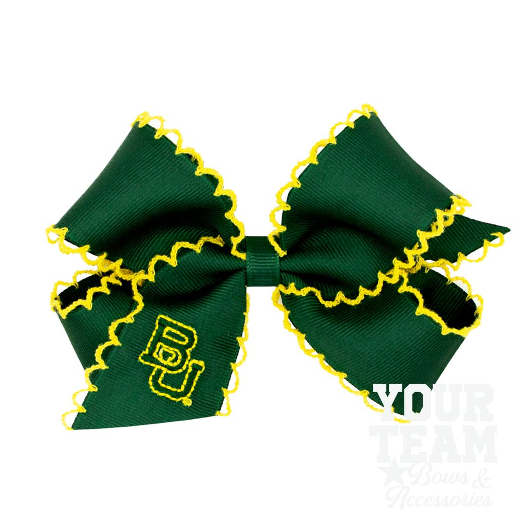 Medium Baylor Moonstitch Embroidered Hair Bow - BAYLOR