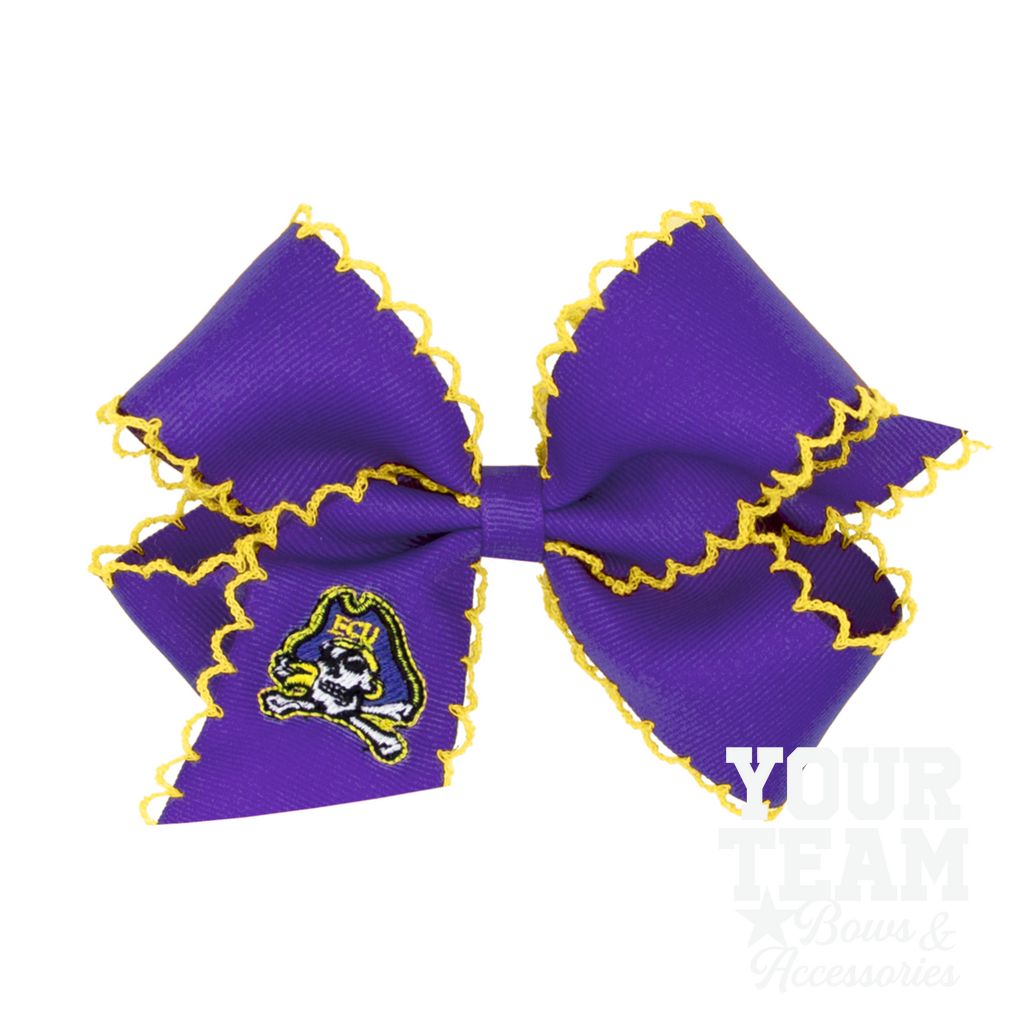 Medium East Carolina Moonstitch Embroidered Hair Bow - EASTERN CAROLINA UNIVERSITY
