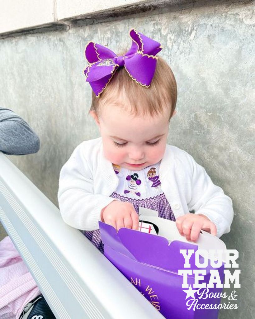 Medium East Carolina Moonstitch Embroidered Hair Bow
