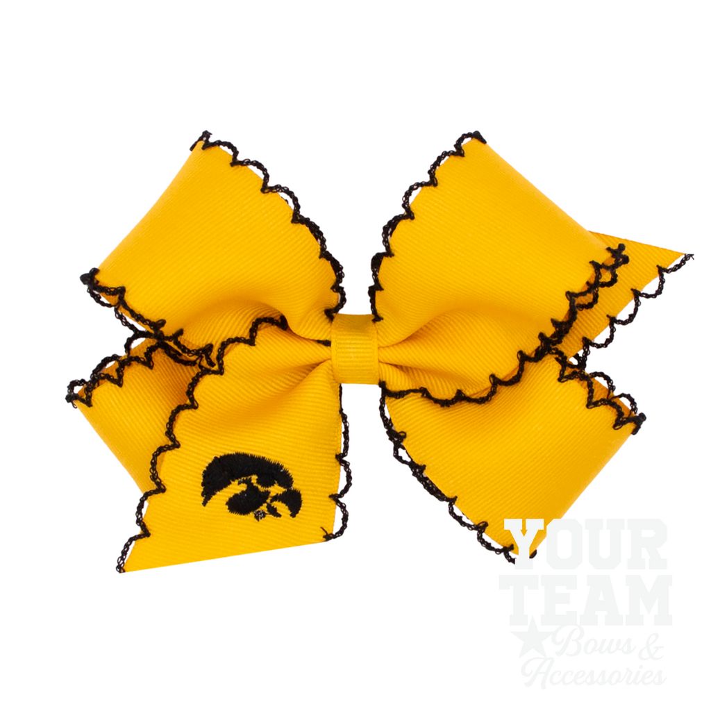 Medium Iowa Moonstitch Embroidered Hair Bow - IOWA