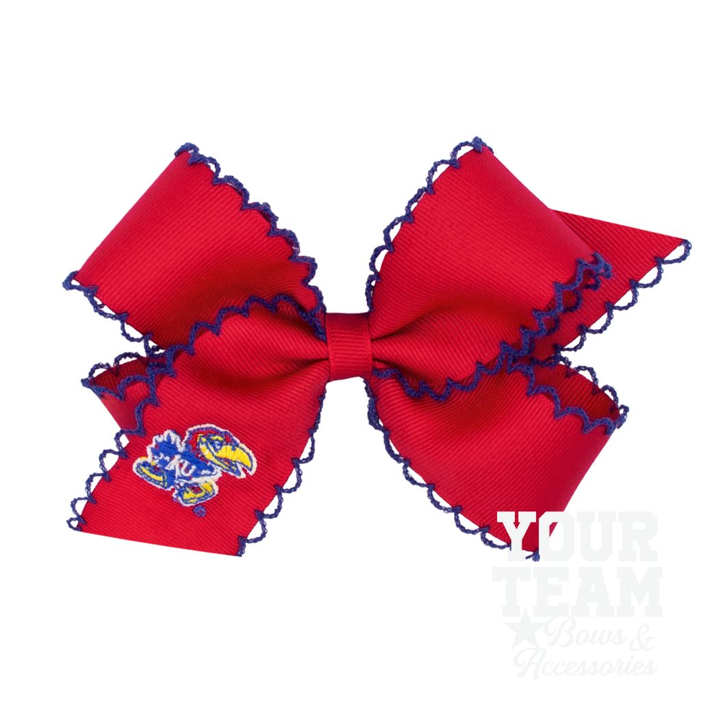 Medium Kansas Moonstitch Embroidered Hair Bow - KANSAS