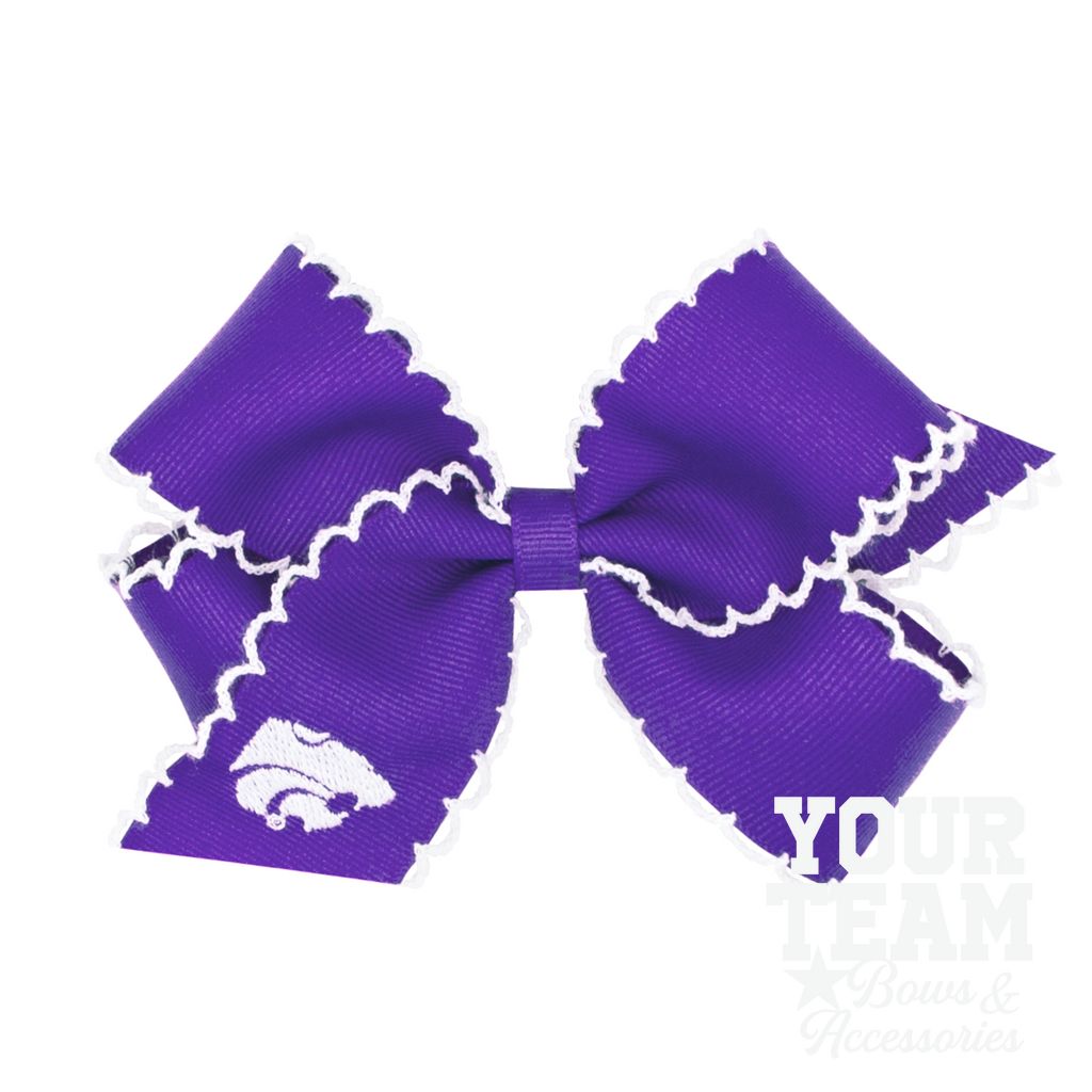 Medium Kansas State Moonstitch Embroidered Hair Bow - KANSAS STATE UNIVERSITY