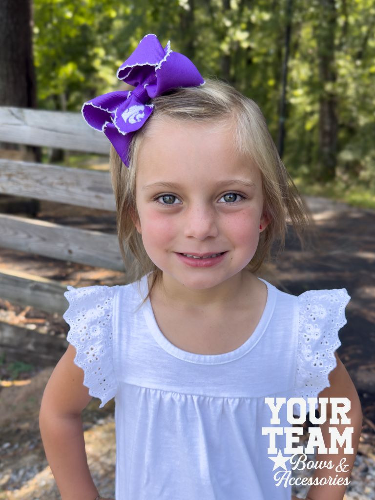 Medium Kansas State Moonstitch Embroidered Hair Bow
