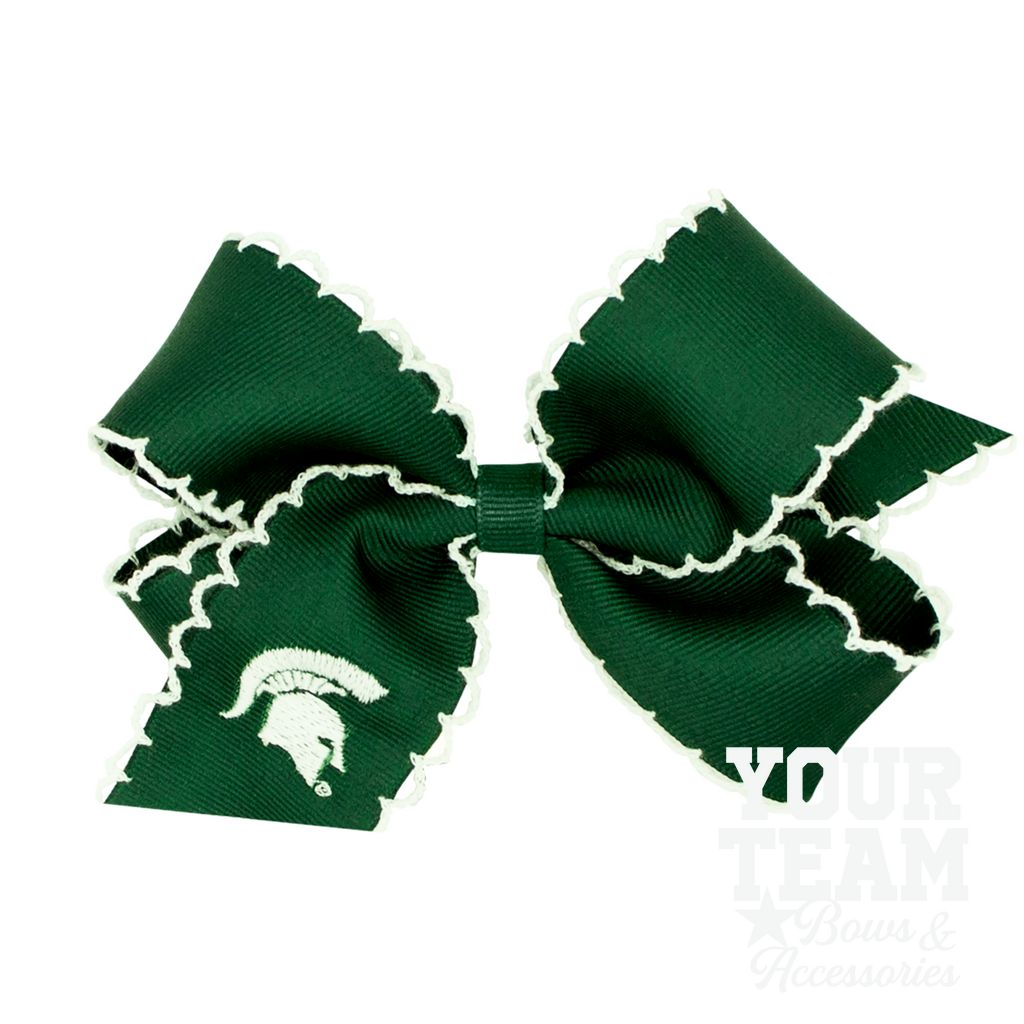 Medium Michigan State Moonstitch Embroidered Hair Bow - MICHIGAN STATE