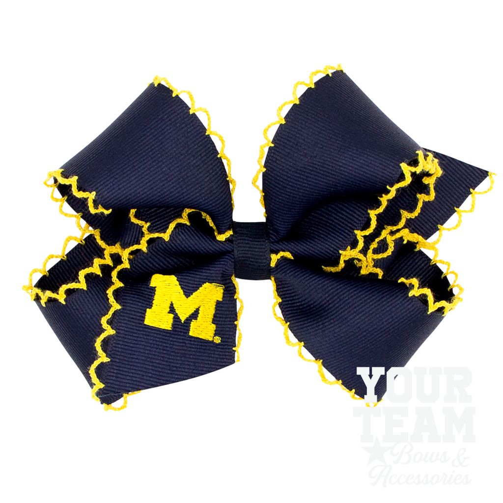 Medium Michigan Moonstitch Embroidered Hair Bow - MICHIGAN